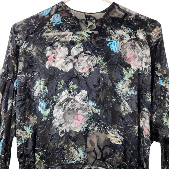 Preen by Thornton Bregazzi Floral Dress Black Size XS Long Sleeve *Missing Slip* - Picture 2 of 11